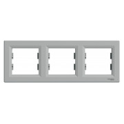 Рамка 3-місна горизонтальна Asfora алюміній, Schneider Electric міні-фото