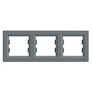 Рамка 3-місна горизонтальна Asfora сталь, Schneider Electric міні-фото