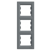 Рамка 3-місна вертикальна Asfora сталь, Schneider Electric міні-фото