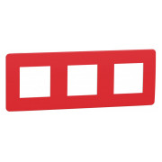 Рамка 3-постовая Unica Studio красная/белая, Schneider Electric мини-фото