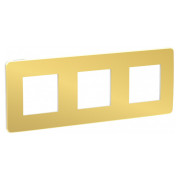 Рамка 3-постовая Unica Studio золото/белая, Schneider Electric мини-фото