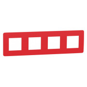 Рамка 4-постовая Unica Studio красная/белая, Schneider Electric мини-фото