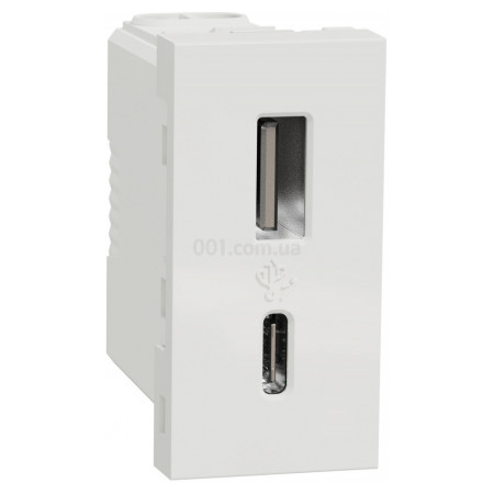 Розетка USB 2.4А (12Вт) тип A+C (1 модуль) Unica New белая, Schneider Electric (NU301618) фото