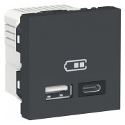 Двойная USB розетка тип A+C Unica New антрацит, Schneider Electric мини-фото