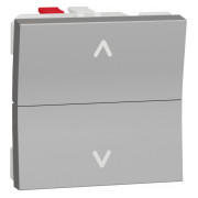 Вимикач для жалюзі 2-клавішний кнопковий (2 модулі) 6А Unica New алюміній, Schneider Electric міні-фото