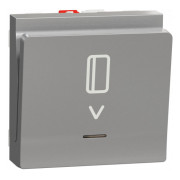 Выключатель карточный с подсветкой (2 модуля) 10А Unica New алюминий, Schneider Electric мини-фото