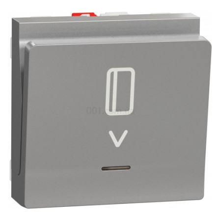 Выключатель карточный с подсветкой (2 модуля) 10А Unica New алюминий, Schneider Electric (NU328330) фото