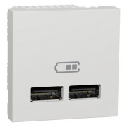 Розетка USB 2.0 подвійна 2.1А тип A+A (2 модулі) Unica New біла, Schneider Electric міні-фото