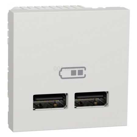 Розетка USB 2.0 подвійна 2.1А тип A+A (2 модулі) Unica New біла, Schneider Electric (NU341818) фото