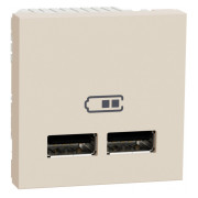Розетка USB 2.0 двойная 2.1А тип A+A (2 модуля) Unica New бежевая, Schneider Electric мини-фото
