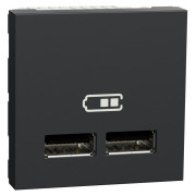 Розетка USB 2.0 подвійна 2.1А тип A+A (2 модулі) Unica New антрацит, Schneider Electric міні-фото