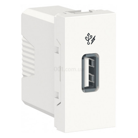 Розетка USB 2.0 одинарная 1.05А тип A (1 модуль) Unica New белая, Schneider Electric (NU342818) фото