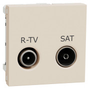 Розетка R-TV/SAT индивидуальная (2 модуля) Unica New бежевая, Schneider Electric мини-фото