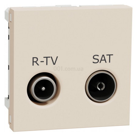 Розетка R-TV/SAT индивидуальная (2 модуля) Unica New бежевая, Schneider Electric (NU345444) фото