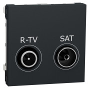 Розетка R-TV/SAT індивідуальна (2 модулі) Unica New антрацит, Schneider Electric міні-фото