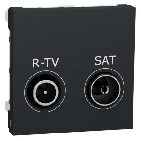 Розетка R-TV/SAT индивидуальная (2 модуля) Unica New антрацит, Schneider Electric (NU345454) фото