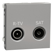 Розетка R-TV/SAT оконечная (2 модуля) Unica New алюминий, Schneider Electric мини-фото