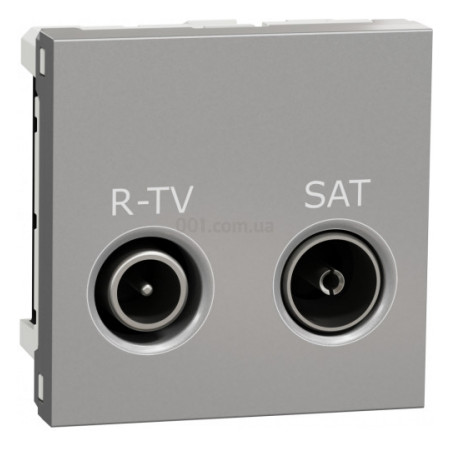 Розетка R-TV/SAT кінцева (2 модулі) Unica New алюміній, Schneider Electric (NU345530) фото