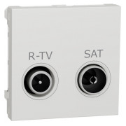 Розетка R-TV/SAT прохідна (2 модулі) Unica New біла, Schneider Electric міні-фото