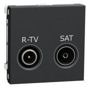 Розетка R-TV/SAT прохідна (2 модулі) Unica New антрацит, Schneider Electric міні-фото