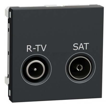 Розетка R-TV/SAT проходная (2 модуля) Unica New антрацит, Schneider Electric (NU345654) фото