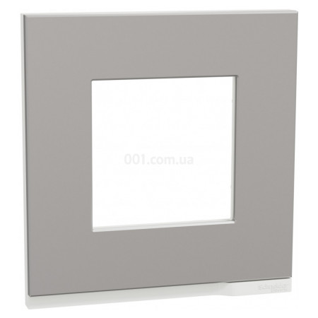 Рамка 1-постовая горизонтальная Unica Pure алюминий матовый/белая, Schneider Electric (NU600280) фото