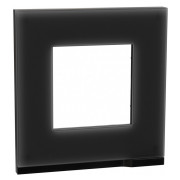 Рамка 1-постовая горизонтальная Unica Pure черное стекло/антрацит, Schneider Electric мини-фото