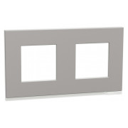 Рамка 2-постова горизонтальна Unica Pure алюміній матовий/біла, Schneider Electric міні-фото