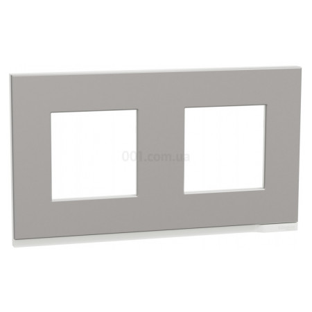 Рамка 2-постова горизонтальна Unica Pure алюміній матовий/біла, Schneider Electric (NU600480) фото