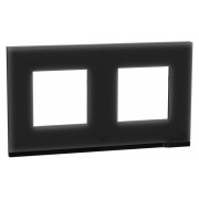 Рамка 2-постовая горизонтальная Unica Pure черное стекло/антрацит, Schneider Electric мини-фото