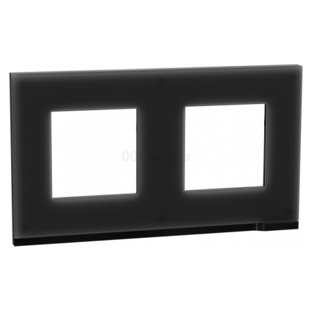 Рамка 2-постовая горизонтальная Unica Pure черное стекло/антрацит, Schneider Electric (NU600486) фото