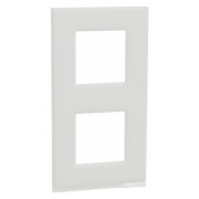 Рамка 2-постовая вертикальная Unica Pure белое стекло, Schneider Electric мини-фото