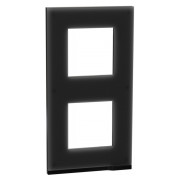 Рамка 2-постовая вертикальная Unica Pure черное стекло, Schneider Electric мини-фото
