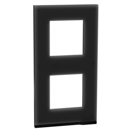 Рамка 2-постовая вертикальная Unica Pure черное стекло, Schneider Electric (NU6004V86) фото