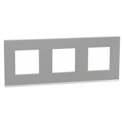 Рамка 3-постова горизонтальна Unica Pure алюміній матовий/біла, Schneider Electric міні-фото