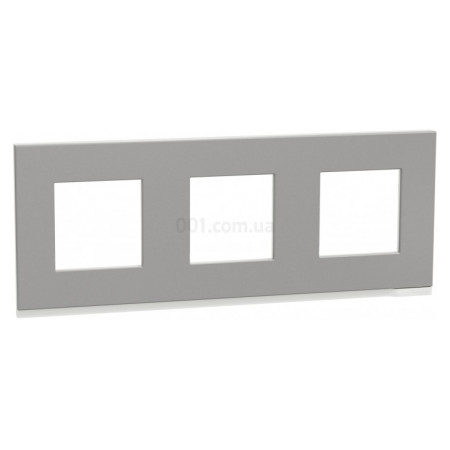 Рамка 3-постова горизонтальна Unica Pure алюміній матовий/біла, Schneider Electric (NU600680) фото