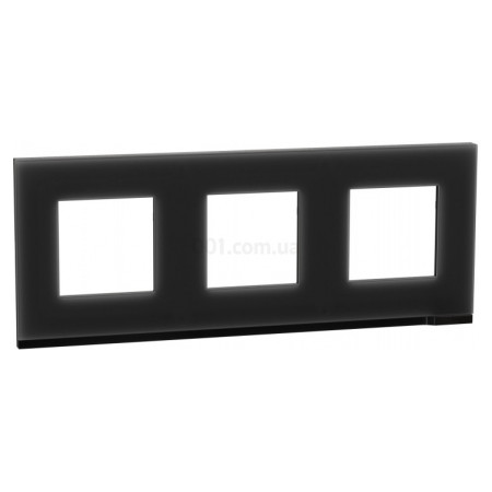 Рамка 3-постовая горизонтальная Unica Pure черное стекло/антрацит, Schneider Electric (NU600686) фото