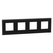 Рамка 4-постова горизонтальна Unica Pure чорне скло/антрацит, Schneider Electric міні-фото