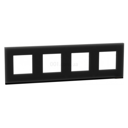 Рамка 4-постова горизонтальна Unica Pure чорне скло/антрацит, Schneider Electric (NU600886) фото