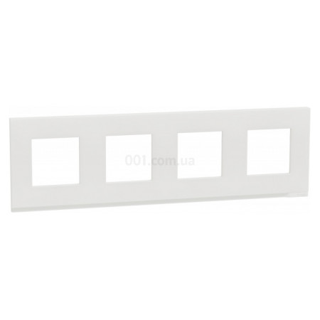 Рамка 4-постовая горизонтальная Unica Pure матовое стекло/белая, Schneider Electric (NU600889) фото