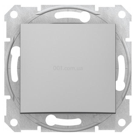 Выключатель 1-клавишный кнопочный Sedna алюминий, Schneider Electric (SDN0700160) фото