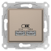 Розетка USB двойная 2,1A Sedna титан, Schneider Electric мини-фото