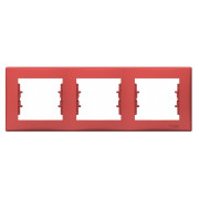 Рамка 3-постовая горизонтальная Sedna красная, Schneider Electric мини-фото