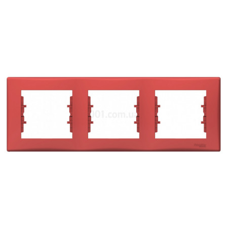 Рамка 3-постовая горизонтальная Sedna красная, Schneider Electric (SDN5800541) фото