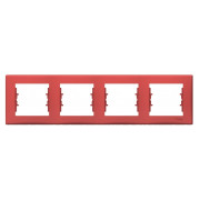 Рамка 4-постовая горизонтальная Sedna красная, Schneider Electric мини-фото