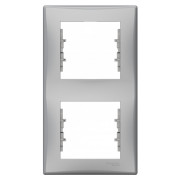 Рамка 2-постовая вертикальная Sedna алюминий, Schneider Electric мини-фото