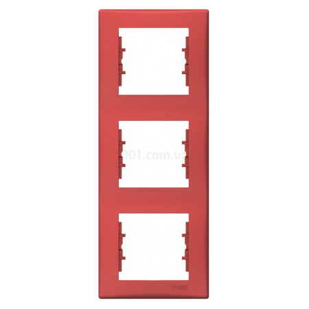Рамка 3-постовая вертикальная Sedna красная, Schneider Electric (SDN5801341) фото