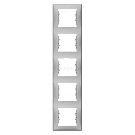 Рамка 5-постовая вертикальная Sedna алюминий, Schneider Electric (SDN5801560) фото