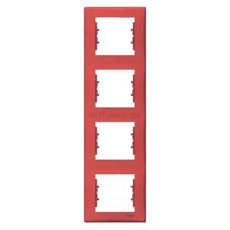 Рамка 4-постова вертикальна Sedna червона, Schneider Electric (SDN5802041) фото
