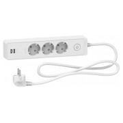 Подовжувач на 3 розетки з з/к + 2 USB білий 1.5м Unica Extend, Schneider Electric міні-фото